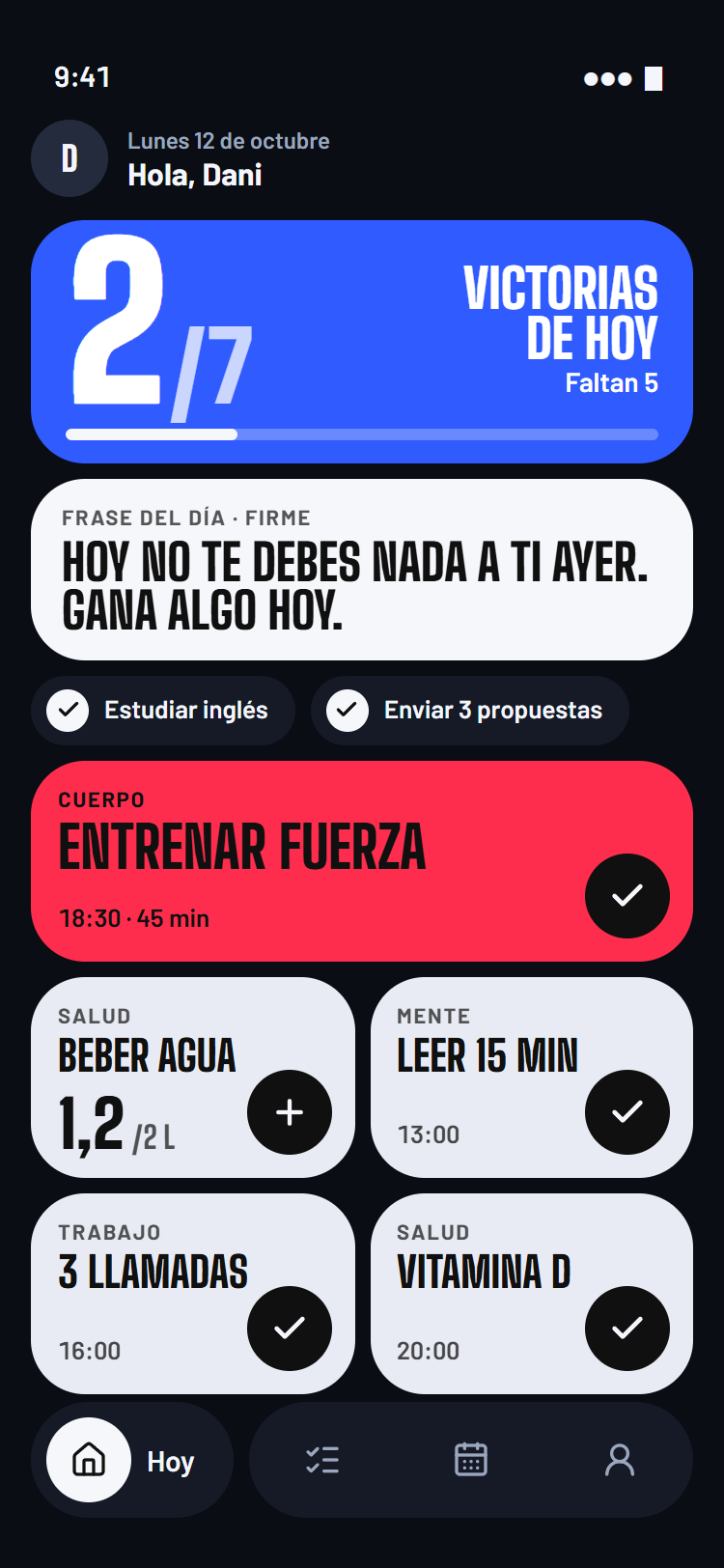 Pantalla de hoy: marcador 2 de 7 y las victorias pendientes